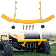 SDYYDS packaged yellow front bumper showing included hardware and benefits
