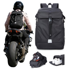 SEAFEW front view with helmet attached shows secure hands-free carry