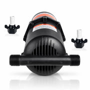 SEAFLO accumulator front view showing compact tank and inlet benefits pump life