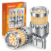 SEALIGHT front view pack of 2 showing bright amber beams and improved visibility