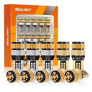 SEALIGHT front view of amber T10 bulb showing compact design and easy swap benefit