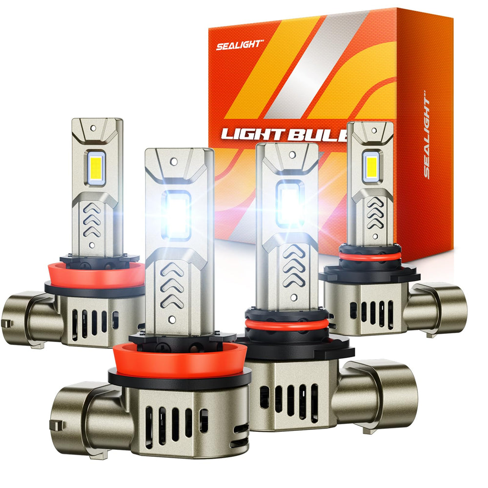 SEALIGHT front view pack of 4 bulbs showing complete kit and fast installation benefit