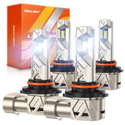 SEALIGHT S6 Pro front view showing pack of four bulbs and tidy plugs, clearer road lighting