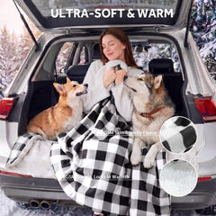 Sealy heated blanket draped over car seat providing passenger warmth