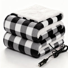 Sealy heated blanket front view showing plaid pattern and warmth