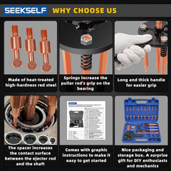 SEEKSELF three claw hooks and spare puller heads, enabling versatile extraction