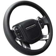 SEG Direct front view of steering wheel cover showing sleek black finish and fit benefit