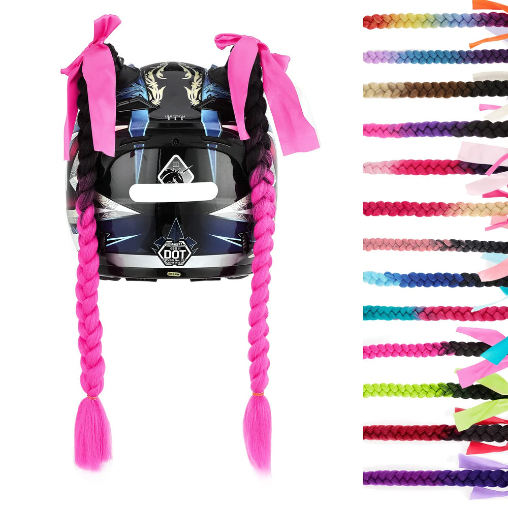 SEGO front view of packaged pigtails showing two braids and bows for instant style