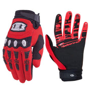 Seibertron front view of red full-finger glove showing design and closure, enhances fit