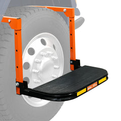 SEKAM front view of folded tire step showing compact storage benefit