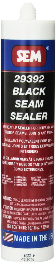 SEM 29392 black seam sealer cartridge showing label and 10.1 fl. oz size for easy identification