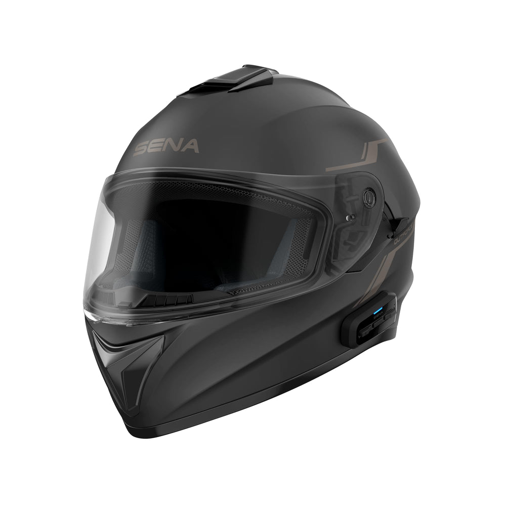 Sena OutForce front view showing matt black shell and full-face protection benefit