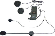 Sena clamp kit front view showing mount and speakers, easy helmet swap benefit