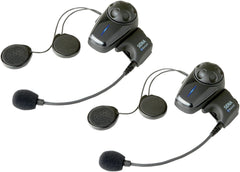 Sena SMH10D-10 front view with clamp kit installed, showing easy helmet mounting and quick setup
