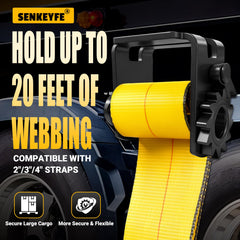 SENKEYFE with 20ft webbing loaded showing ample strap capacity