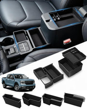 SEVEN SPARTA front center tray showing compartments and quick-access benefit