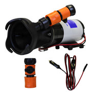 SewerFlo front view of macerator pump showing compact design and portability benefits