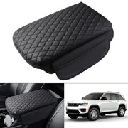 Shademax front view of armrest cover showing fit to Jeep Grand Cherokee L for clean protection