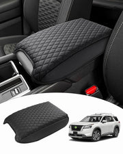 Shademax front view console cover on Pathfinder showing neat OEM-like finish and protection