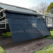 SHADEPLUS front view of full awning screen showing shade and privacy benefit