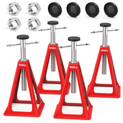 SHALL front view of 4-pack stabilizer jacks showing durable finish and compact pack benefit