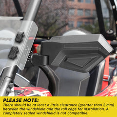 SHEJISI mirror installed on a Polaris RZR showing clean clamp-on fit and clear rear sightline