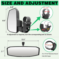 SHEJISI side mirrors angled to show adjustable positions for better visibility