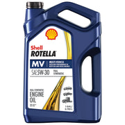 Shell Rotella front label showing product name and 5W-30 benefit