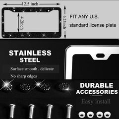 Shering frame beside standard license plate demonstrating correct size fit