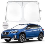 SHINEHOME front-fit on Crosstrek showing full windshield coverage and protection