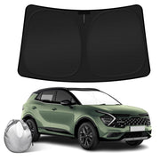 SHINEHOME front view of custom-fit Sportage sun shade showing full coverage and neat fit