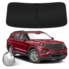 SHINEHOME front view showing exact fit for Ford Explorer windshield and full coverage