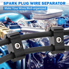 SHINEHOME separators installed on engine valve cover demonstrating tidy wire routing benefit