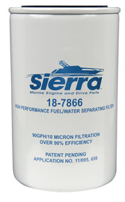 Sierra 18-7866 front view showing label and dimensions, protecting fuel system