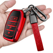 Sindeda front view of red key fob cover showing precise fit and protection