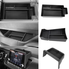 Sinminou front view of assembled center console organizer showing neat storage benefit