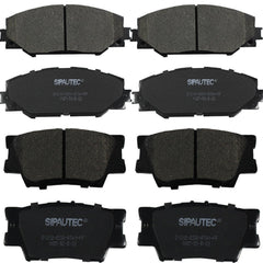 SIPAUTEC front and rear brake pad set in packaging showing complete 8-piece kit and lubricant - clear fitment benefit