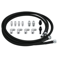 SJDYYMX front view of full 6AN 70 inch hose kit showing contents and benefits