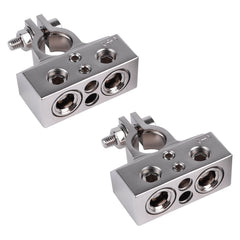 Skar Audio front view of top-post terminal pair showing ports and fit benefit