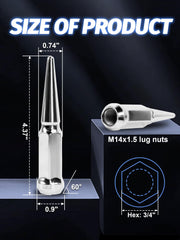 SKCOAUTO close-up of M14x1.5 threads on lug nut showing precise machining for reliable fitment