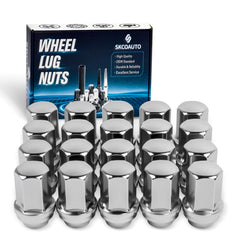 SKCOAUTO front view of lug nut pack showing chrome finish and set quantity