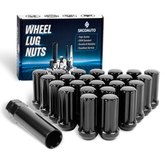 SKCOAUTO front packaging showing 24 spline lug nuts and socket key, clear product ID and benefit