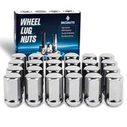 SKCOAUTO front packaging of 24 chrome M14x1.5 lug nuts showing kit contents and count for easy identification