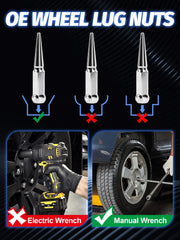 SKCOAUTO arranged socket key with lug nuts, demonstrates included tool for safe installation and removal