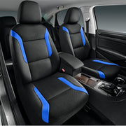 Skechers front seat cover in blue showing full installed view and protection