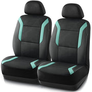 Skechers front seat cover full view showing fit and green color for upgraded comfort