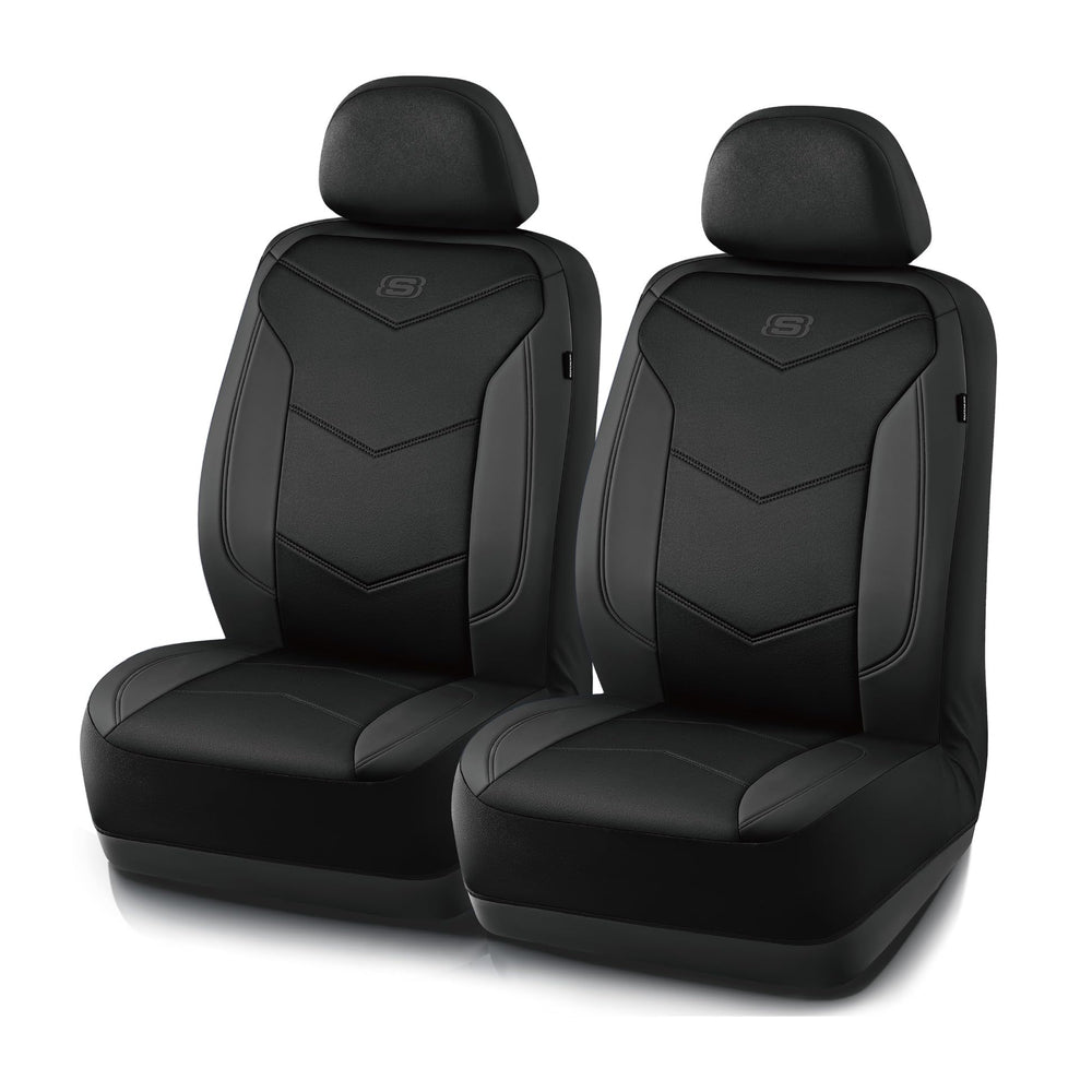 Skechers front seat cover installed showing renewed interior look and protection