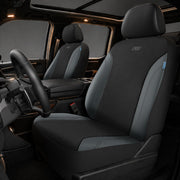 Skechers front seat cover packaging showing product and fit benefits