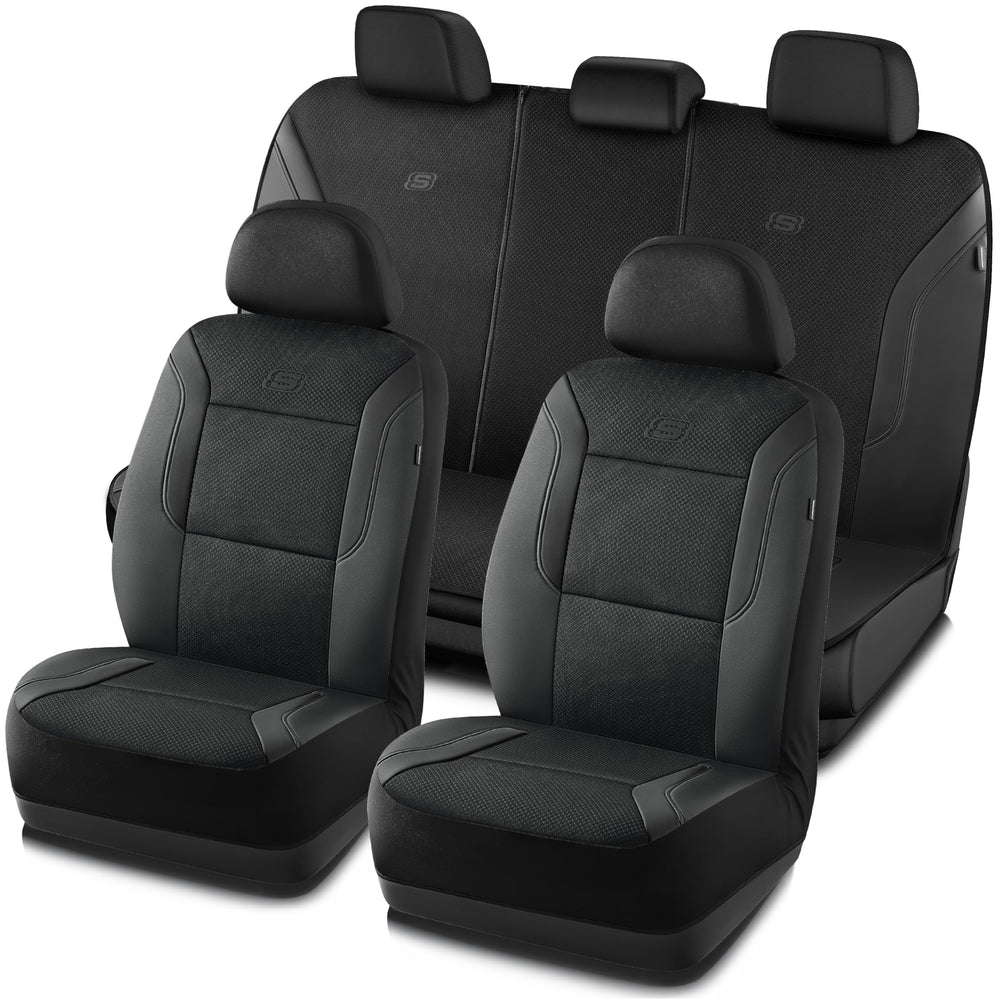 Skechers front view seat covers showing sleek fit and style benefit comfort