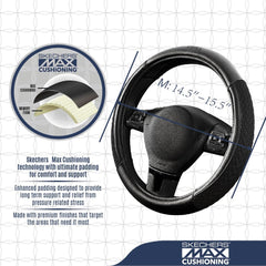 Skechers steering wheel cover installed showing improved grip and control